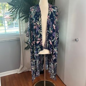 Umgee kimono duster M/L floral navy blue